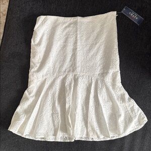 Chaps White Eyelet Flounce Skirt NWT